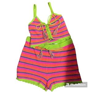 2 piece crop top Hightlight knit set